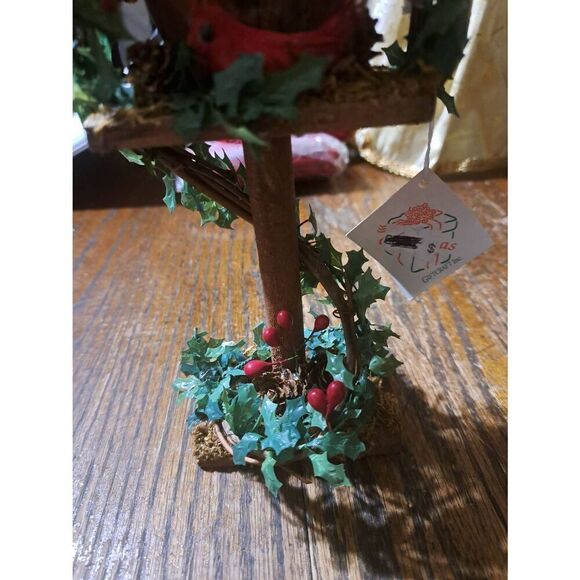 Vintage New Giftcraft Farmhouse Rustic Christmas Holiday Bird House Red Bird - Picture 3 of 10